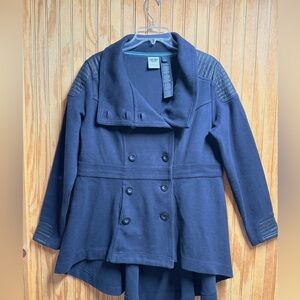 Harley Davidson Women's Black/charcoal Double-Breasted Pea Coat